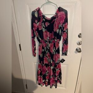 Elegant Floral Long Sleeve Dress